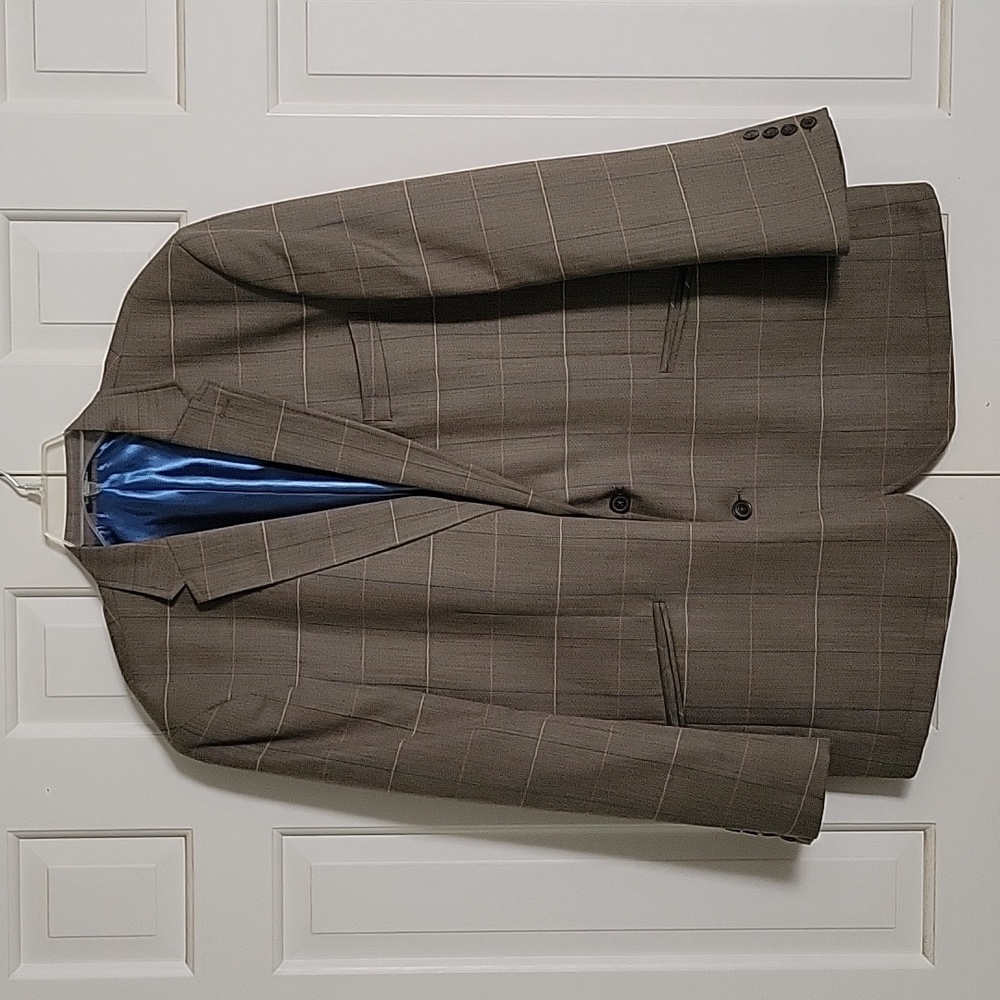 Samuel Windsor men's olive green windowpane sportcoat sz 46r